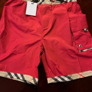 Burberry swim trunks red